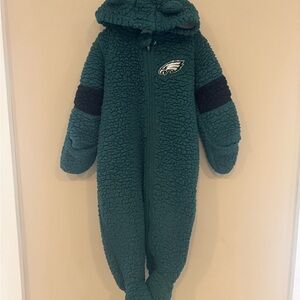 Kids Philadelphia Eagles Sherpa Fleece One Piece with booties mittens and hood